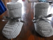 Chausson bébé en laine: coton et acrylique gris