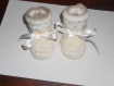 Chaussons bébé en laine acrylique blanc moucheté