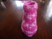 Chaussons bébé en laine acrylique rose chiné de blanc