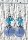 Boucles d'oreilles argentées avec grosses perles et bicones bleu ciel en cristal 