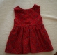 Petite robe chasuble  en velours milleraies rouge à impressions bébé fille 24 mois neuve ,