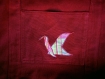 Sac cabas - sac cabas rouge - sac en toile coton rouge - sac avec une poche décorée d'un oiseau 