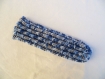 Bandeau en laine bleue chinée gris et blanc - tricoté main 