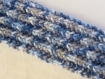 Bandeau en laine bleue chinée gris et blanc - tricoté main 