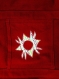 Sac cabas en toile coton rouge foncé avec poches - motif soleil 