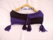 Col ou chauffe épaules bleu nuit et mauve foncé/violet - tricoté en grosse laine 