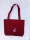 Sac cabas - sac cabas rouge - sac en toile coton rouge - sac avec une poche décorée d'un oiseau 