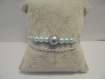 Bracelet 2 en 1 fantaisie argenté et perles 