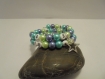 Bracelet d'allaitement au sein ou au biberon turquoise,violet et vert pomme