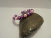 Bracelet femme perles violet, rose et argenté