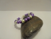 Bracelet femme perles violet, vert anis et argenté