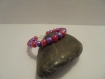 Bracelet femme perles rouge, violet et argenté