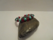 Bracelet femme perles rouge, vert et argenté