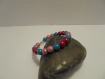 Bracelet femme perles rose, bleu, rouge et argenté