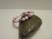 Bracelet femme perles rose, violet, blanc nacré et argenté