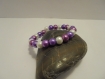 Bracelet femme perles violet, violet foncé, blanc nacré et argenté