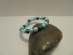 Bracelet femme perles bleu ciel, blanc nacré, vert et argenté