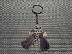 Porte clés fantaisie bronze et pompon
