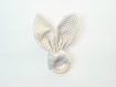 Hochet lapin oreille papier bruyant - anneau de dentition montessori pour bébé - beige