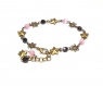 Bracelet perles verre rose noir - apprêts couleur bronze 