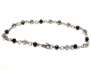 Bracelet de cheville *etoiles* perles verre noir irisé  - fermoir mousqueton argenté 