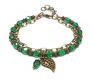 Bracelet perles verre tons vert - apprêts couleur bronze 