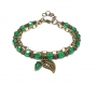 Bracelet perles verre tons vert - apprêts couleur bronze 