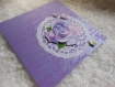 Carte pour anniversaire fleurs et napperon violet blanc