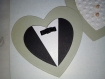 Carte mariage, félicitations. cœurs noir & blanc, alliances.