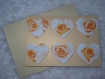 Carte six cœurs impression roses jaune