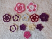 Lot de 12 fleurs / appliques au crochet