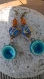 Boucle d'oreille en céramique artisanale bleue
