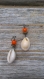 Boucle d 'oreille  coquillage et perle orange