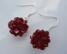 Boucles d'oreille boule rouge bordeaux en perles de cristal swarovski