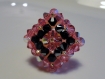 Bague losange rose et noire en perles de cristal swarovski