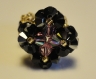 Bague losange noire et rose clair en perles de cristal swarovski (petit modèle )