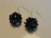Boucles d'oreille boule noire en perles de cristal swarovski