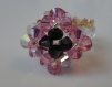 Bague losange rose et noire en perles de cristal swarovski (petit modèle )