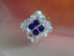 Bague losange bleue et blanche en perles de cristal swarovski (petit modèle )