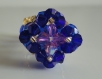 Bague losange bleue et rose en perles de cristal swarovski (petit modèle )