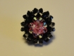 Bague copine ovale rose et noire en perles de cristal swarovski