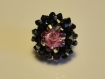 Bague copine ovale rose et noire en perles de cristal swarovski
