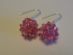 Boucles d'oreilles boule rose en perles de cristal swarovski