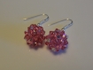 Boucles d'oreilles boule rose en perles de cristal swarovski
