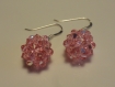 Boucles d'oreilles boule rose clair en perles de cristal swarovski