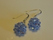 Boucles d'oreille boule bleu light saphir en perles de cristal swarovski
