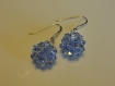 Boucles d'oreille boule bleu light saphir en perles de cristal swarovski