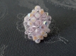 Bague losange 7 fleurs rose en perles de cristal swarovski