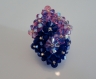 Bague bleue cobalt et rose 2 carrés entrelacés en perles de cristal swarovski