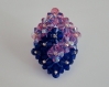 Bague bleue cobalt et rose 2 carrés entrelacés en perles de cristal swarovski